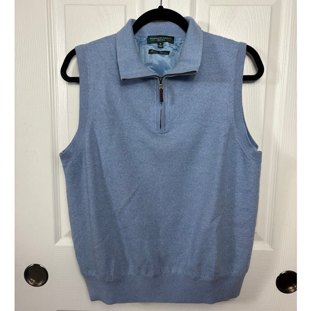 Fairway & Greene Italian Merino Wool Men's Vest Blue Size M